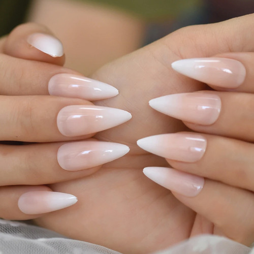 Stiletto teardrop french mani - stiletto,