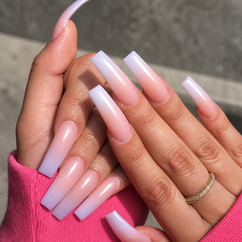 Long square french manicure - long,